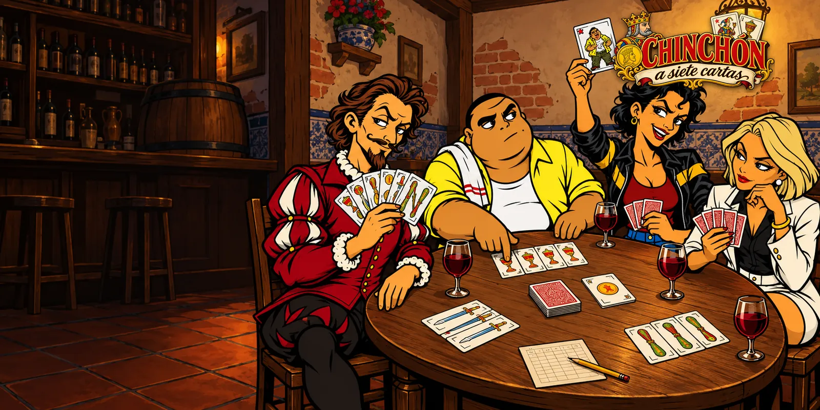 Mesa de Chinchón a siete cartas